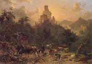 Johann Nepomuk Rauch Landscape with Ruins oil painting